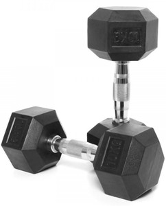 Kobo HOME GYM EXERCISE 10 KG X 2 (Total 20 KG) CARDIO AEROBIC TRAINING FITNESS GRIPPY HEX RUBBER (Pair) Fixed Weight Dumbbell