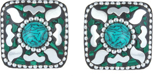 Waama Jewels Multi Color Cubic Zirconia Silver Plated back Push Style for Women Cubic Zirconia Brass Stud Earring