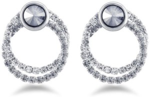 Jazz Jewellery Silver Crystal Embellished Round Shaped AD Stone Earrings Alloy Drop Earring