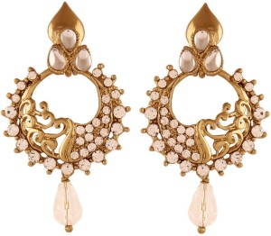 I Jewels Traditional Gold Plated Kundan & Stone Alloy Chandbali Earring