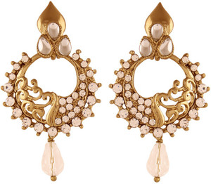 I Jewels Traditional Gold Plated Kundan & Stone Alloy Chandbali Earring