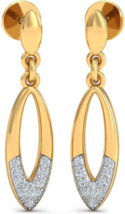 KuberBox Glow Eliptico Yellow Gold 18kt Diamond Drop Earring