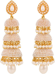 Bandish Pearl Triple Storey Three layered Pearl Alloy Jhumki Earring