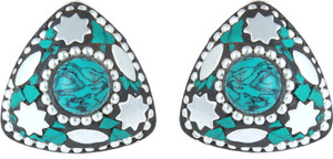 Waama Jewels Multi Color Cubic Zirconia Silver Plated back Push Style for Women Cubic Zirconia Brass Stud Earring