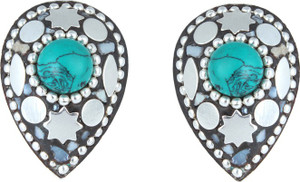 Waama Jewels Multi Color Cubic Zirconia Silver Plated back Push Style for Women Cubic Zirconia Brass Stud Earring