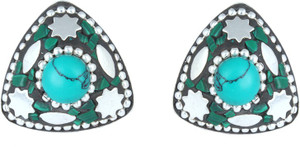 Waama Jewels Multi Color Cubic Zirconia Silver Plated back Push Style for Women Cubic Zirconia Brass Stud Earring