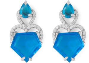Voylla Precious Classic Plain Crystal Sterling Silver Dangle Earring