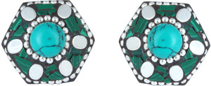 Waama Jewels Multi Color Cubic Zirconia Silver Plated back Push Style for Women Cubic Zirconia Brass Stud Earring