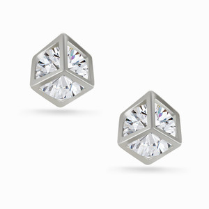 Sarah Rhinestone Cubical Metal Stud Earring