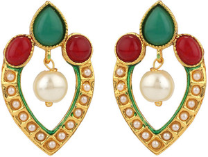 Rajwada Arts Green Enamel Brass Drop Earring