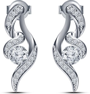 Kirati Fancy Design Cubic Zirconia Sterling Silver Stud Earring