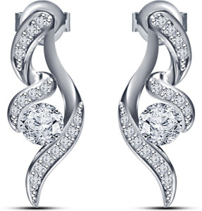 Kirati Fancy Design Cubic Zirconia Sterling Silver Stud Earring