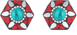 Waama Jewels Multi Color Cubic Zirconia Silver Plated back Push Style for Women Cubic Zirconia Brass Stud Earring