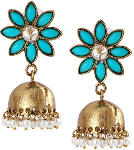 The Jewel Box Cute Flower Pearl Copper Jhumki Earring