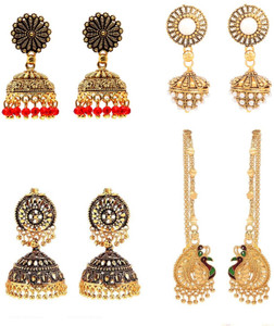 GoldNera Bravo Combo of 4 Alloy Jhumki Earring