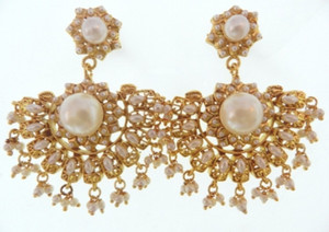 Radhesh Creation Crystal Brass Drop Earring