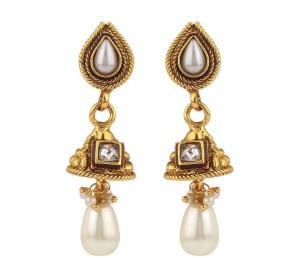 Rajwada Arts Designer White Coloured Pearl Brass Jhumki Earring