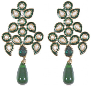 Rajwada Arts Modern Emerald Green Brass Drop Earring
