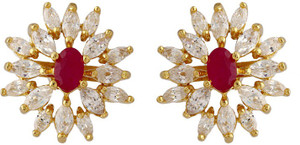 Voylla Artificial Classic Embellished Crystal Brass Stud Earring