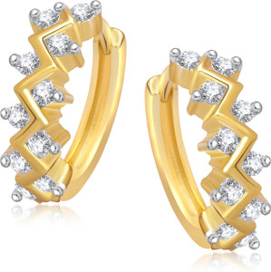 VK Jewels Zig Zag Stones Cubic Zirconia Alloy Huggie Earring
