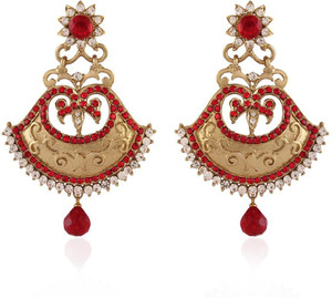 I Jewels Peacock Shaped Meenakari Alloy Chandbali Earring