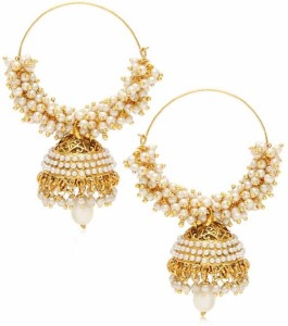 Jewels Gold Brass Beads Alloy Jhumki Earring