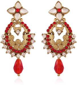 I Jewels Kundan & Stone Alloy Chandbali Earring