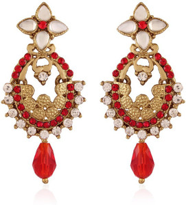 I Jewels Kundan & Stone Alloy Chandbali Earring