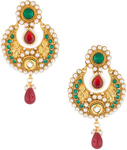 Voylla Artificial Classic Textured Brass Dangle Earring