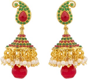 Rajwada Arts Multicolor Stones Brass Jhumki Earring