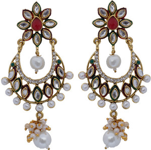 Hyderabadi Abhushan Moon Pearl Alloy Chandbali Earring