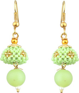 Waama Jewels Rajwada Theme Bollywood Green Color Inspired Jaipur Handmade Latest for Women And Girls Pearl Brass Drop Earring