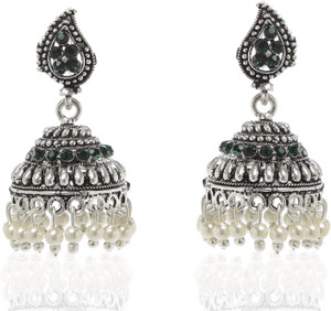 GoldNera Antique Tribal Silver Alloy Jhumki Earring