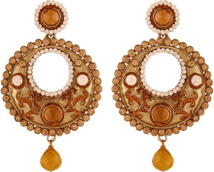 I Jewels Traditional Gold Plated Stone Alloy Chandelier Earring