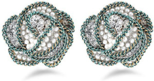 Jazz Jewellery Black Flower Design Brass Stud Earrings Alloy Stud Earring