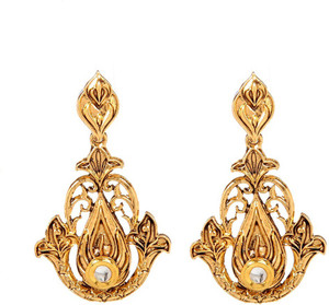 GoldNera 18K Goldplated Kundan Europian Alloy Drop Earring