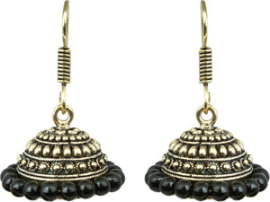 Waama Jewels Black Party Wear for women Mothers Day Gift Pearl Metal Jhumki Earring