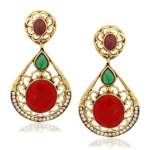 VK Jewels Decent Red Alloy Drop Earring