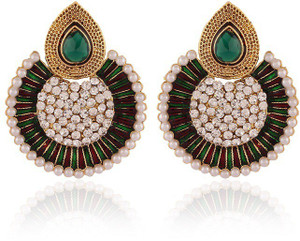 Rich Lady Maroon & Green Meenakri Pearl Moddish Gold Plated Alloy Chandbali Earring