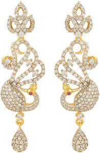 Voylla Artificial Classic Embellished Cubic Zirconia Brass Dangle Earring