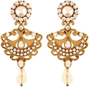 I Jewels Traditional Gold Plated Peacock Shaped Alloy Chandbali Earring