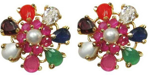 Vinayak Navratan Pearl Alloy Stud Earring