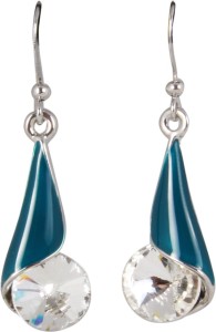 Jazz Jewellery Fancy Design White Stone Blue & White Dangler Alloy Stud Earring