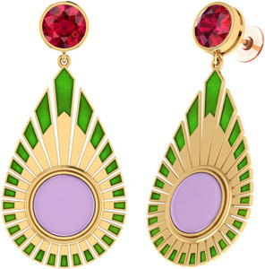 Voylla Precious Classic Enamel Crystal Alloy Dangle Earring