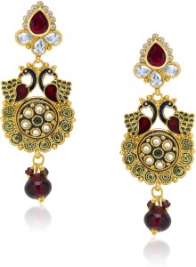 VK Jewels Amazing Mayur Diamond Zinc Drop Earring