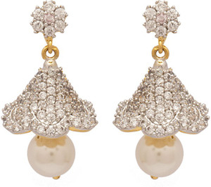 Voylla Artificial Classic Embellished Cubic Zirconia Brass Jhumki Earring