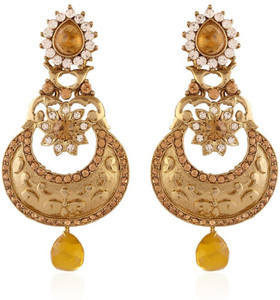 I Jewels Chand Shaped Alloy Chandbali Earring