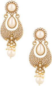 Voylla Artifictial Classic Textured Pearl Alloy Dangle Earring