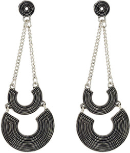 Sarah Long Oxidised Metal Drop Earring
