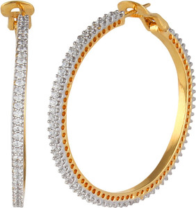 Affinity Stylish round CZ Design Cubic Zirconia Silver, Alloy Hoop Earring